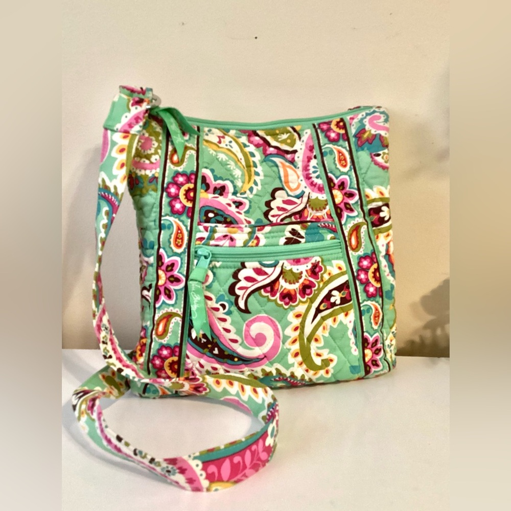 Vera Bradley Tutti Frutti Green Paisley Crossbody Handbag